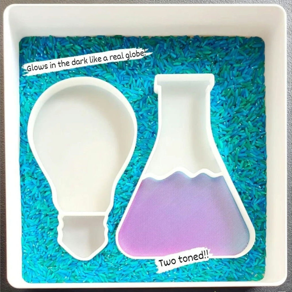 Science Play Trays 2 pack - Beaker & Glow in the dark light globe