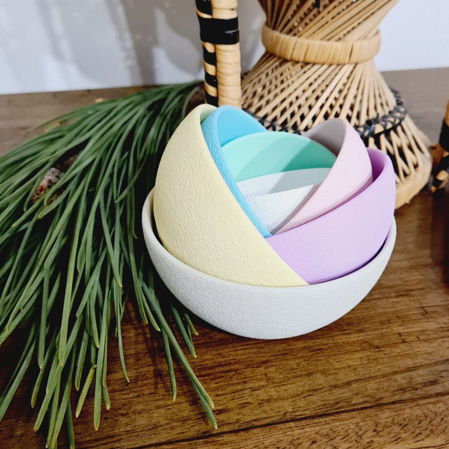 Pastel Textured Stacking Play Bowls
