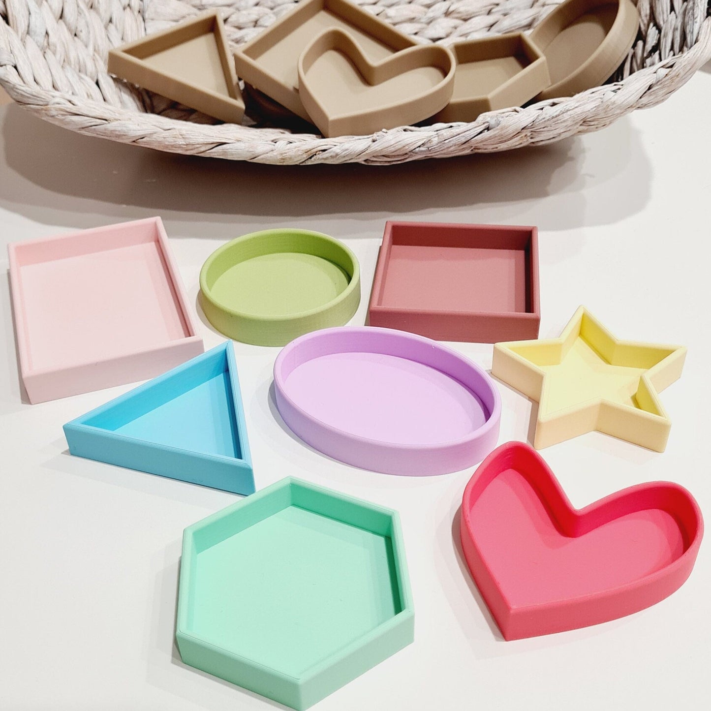 Mini Shapes Play Trays in colour