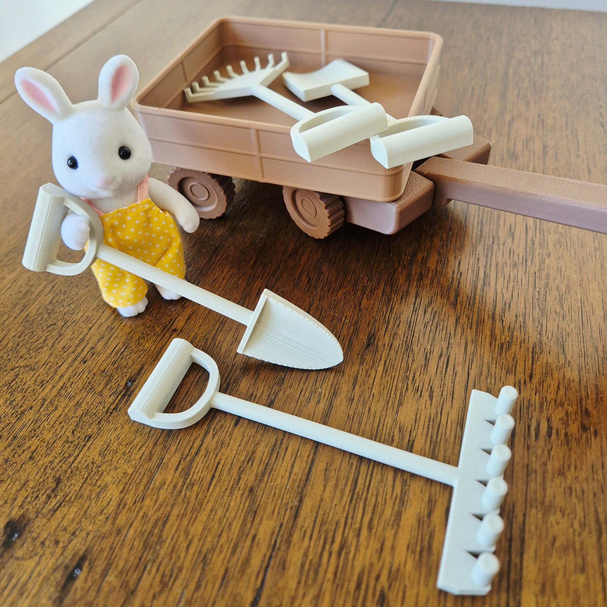 Gardening Mini Tool Set of 4 pieces for imaginary and sensory play. Sylvanian families accessories