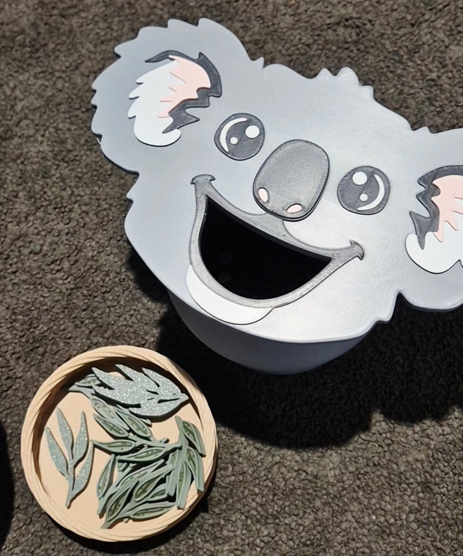 Feed the Koala sensory play tube with 15pcs Eucalyptus Leaves