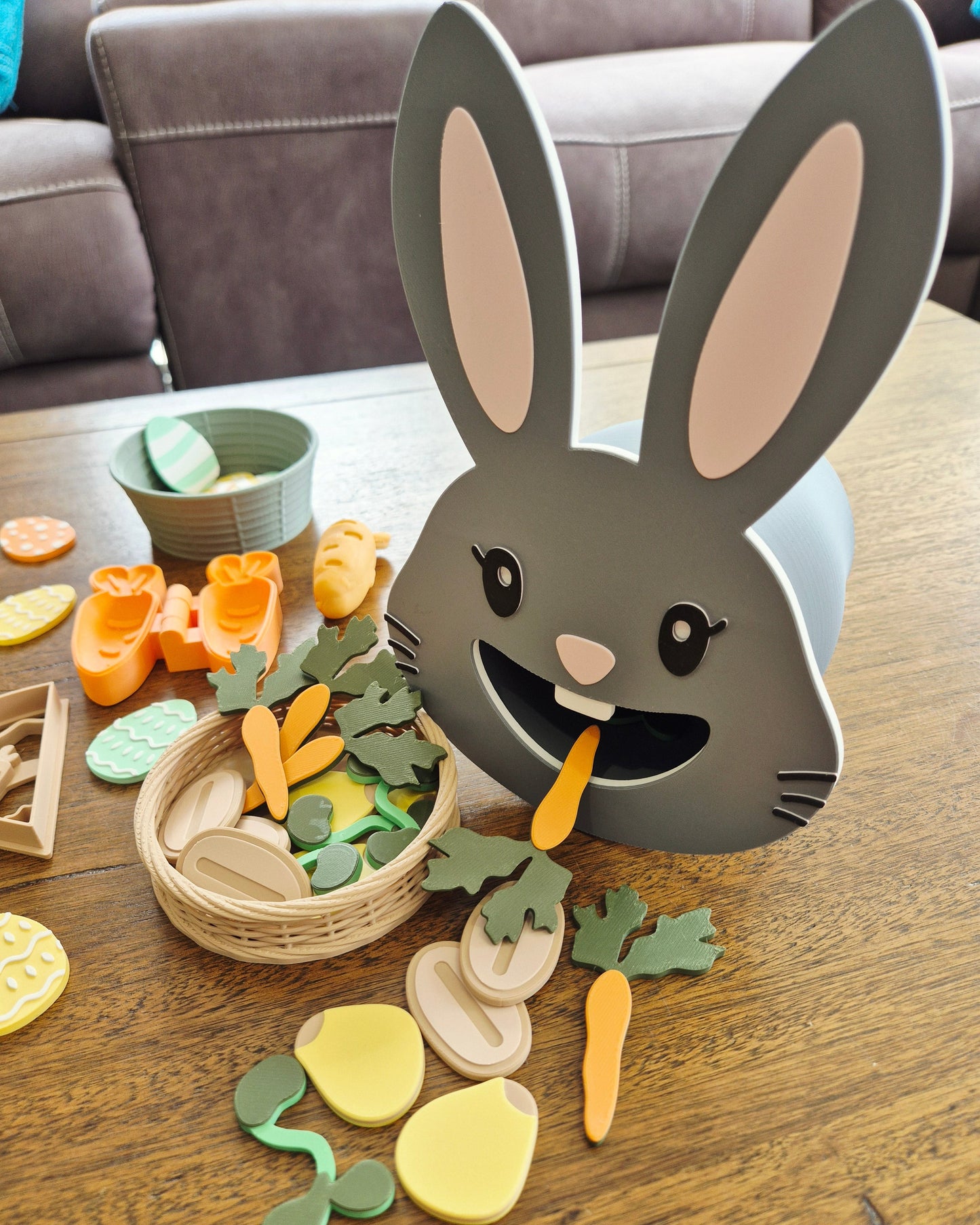 Feed the Bunny sensory play tube with 20pcs garden feast