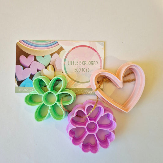 Cute Trio of Eco Mini Cutters - Flowers and Heart