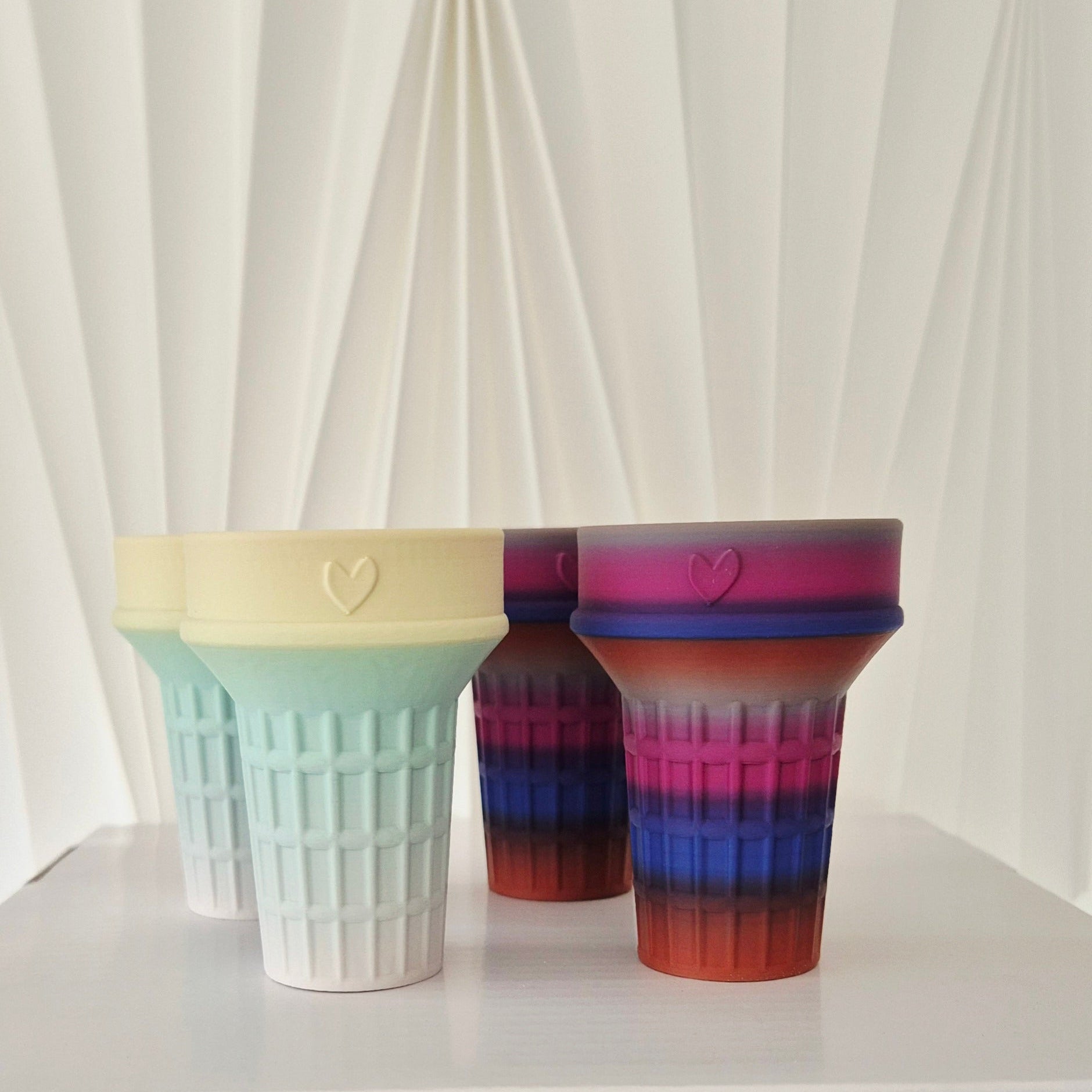 Warm sunset coloured ice cream cone molds for sensory play